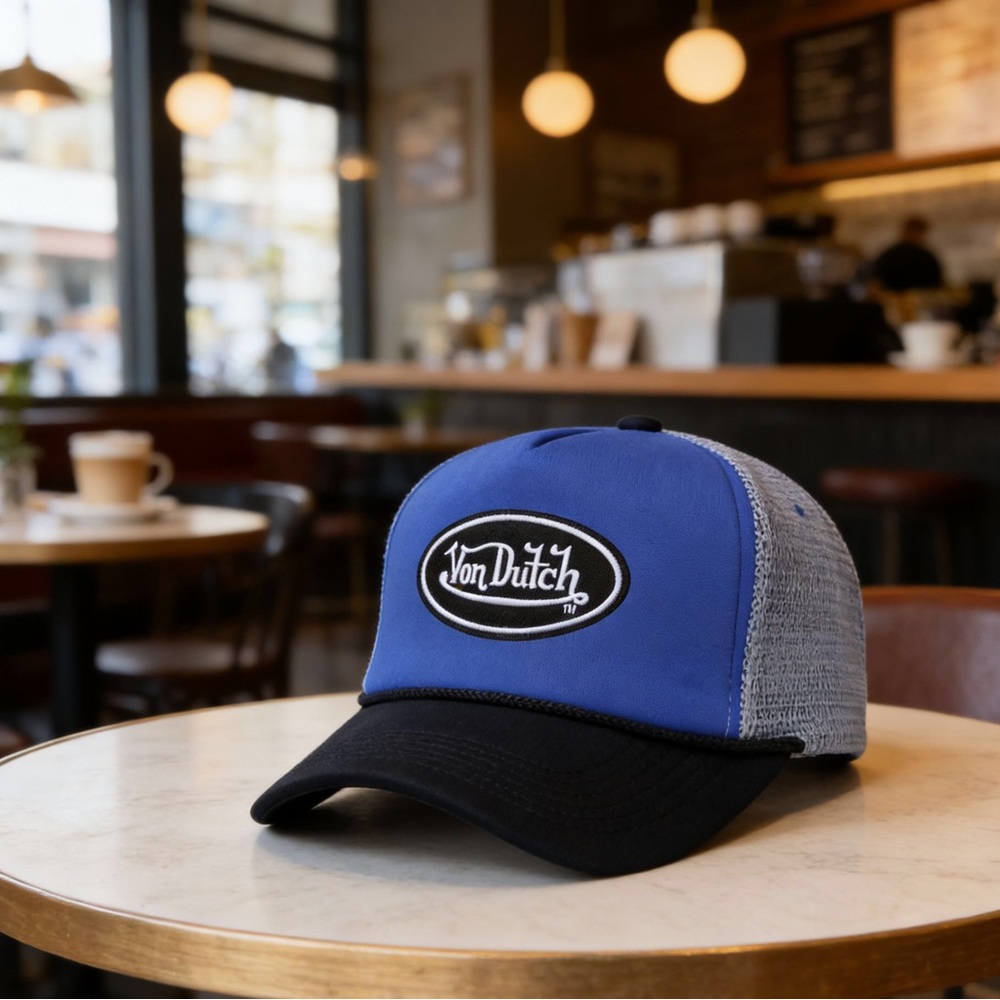 Von Dutch Blue Black Gray Trucker Hat